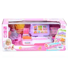Lila-pink Registrierkasse mit Zubehör, Licht und Ton