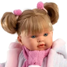 Llorens: Alexandra, 42 cm weinende Puppe mit Schnuller und rosa Bommel-Schal Bild 4