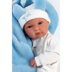 Llorens: Bimba 35 cm große Puppe mit blauem Hasenschlafsack Bild 3