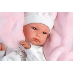 Llorens: Bimba 35 cm große Puppe mit rosa Hasenschlafsack Bild 3