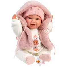 Llorens: Chloe 38cm große weinende Puppe mit rosa Weste