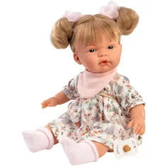 Llorens: Joelle 38 cm große weinende Puppe mit Schnuller in Sommerkleidung Bild 3