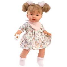Llorens: Joelle 38 cm große weinende Puppe mit Schnuller in Sommerkleidung
