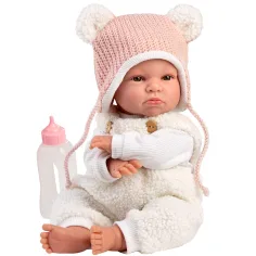 Llorens: Lara, 38 cm große weinende Babypuppe mit Bärenohren-Mütze