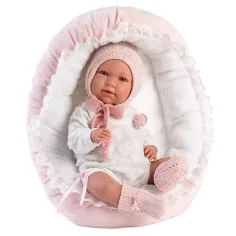 Llorens: Mimi 42 cm weinendes Mädchenpuppe in rosa Kleidung mit Wiege Bild 2