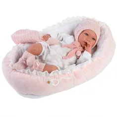 Llorens: Mimi 42 cm weinendes Mädchenpuppe in rosa Kleidung mit Wiege Bild 5