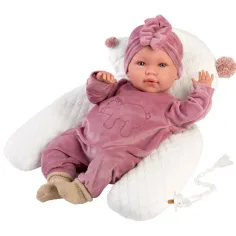 Llorens: Mimi Llorana 42cm Puppe mit Sound, mit Bärenoverall und Kissen