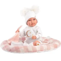 Llorens: Mimi Llorana 42cm weinendes Neugeborenes mit kariertem Bett Bild 2