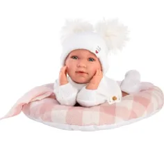 Llorens: Mimi Llorana 42cm weinendes Neugeborenes mit kariertem Bett Bild 3