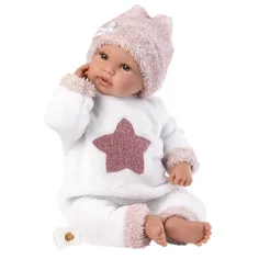 Llorens: Neugeborenes weinendes Mädchenpuppe in plüschigem Pyjama mit Sternenmuster 36cm Bild 2