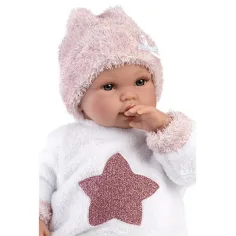 Llorens: Neugeborenes weinendes Mädchenpuppe in plüschigem Pyjama mit Sternenmuster 36cm Bild 3