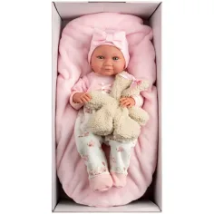 Llorens: Nica 40 cm großes Neugeborenes mit Teddybär und rosa Bettchen Bild 3