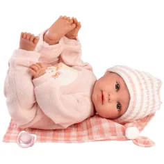Llorens: Olivia 38cm große weinende Puppe mit kariertem Decke Bild 2