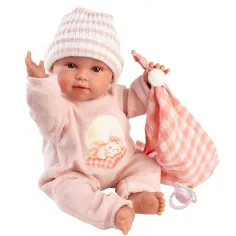Llorens: Olivia 38cm große weinende Puppe mit kariertem Decke