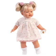 Llorens: Roberta 33 cm große weinende Puppe mit Schnuller im geblümten Kleid Bild 3