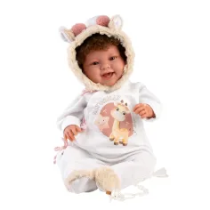Llorens: Tala Sonrisas 44cm Neugeborenes Baby mit Geräusch in Giraffenkleidung Bild 4