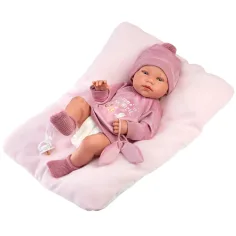 Llorens: Tina 43 cm große Neugeborenenpuppe mit Kissen und rosa Mütze