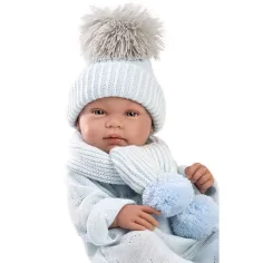 Llorens: Tino 43 cm großer neugeborener Junge mit blauer Babydecke, Schnuller und 3 verschiedenen Kleidungsstücken Bild 4