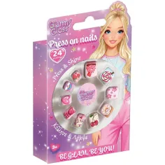 Luna: Glammy Gloss farbige, gemusterte aufklebende Kunstnagelset 24 Stück