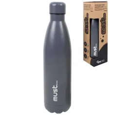 Luna: Schwarz - Edelstahl Vakuum Trinkflasche 750ml