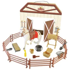 Luna: Pferderanch weißes Pferd mit Zaun und Zubehör 18-teiliges Spielset Bild 2