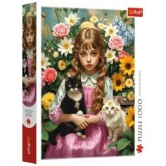 Mädchen mit Katzen 1000 Teile Puzzle - Trefl