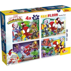 Marvel Spidey 2-in-1 Maxi 4x48-teiliges Puzzle und Malbuch 35x25cm - Lisciani