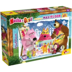 Masha und der Bär Malen mit Freunden 60-teilige Maxi-Bodenpuzzle 70x50 cm – Lisciani