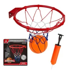 Metall-Basketballkorb-Set mit farbigem Netz, Ball und Pumpe, 24 cm Bild 2