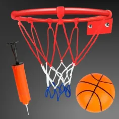 Metall-Basketballkorb-Set mit farbigem Netz, Ball und Pumpe, 24 cm Bild 3