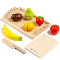 Molto: Obstset aus Holz mit Tablett, 9-teilig Bild 3