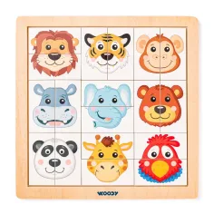 Montessori Safari Tierkopf Holzpuzzle - Woodyland Bild 1