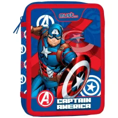 Must: Die Rächer - Captain America zweistöckiges gefülltes Federmäppchen 15x21x5cm