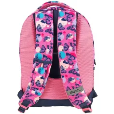 Must: Schmetterling-Muster dreifächeriger Schulranzen, Rucksack 32x18x43cm Bild 2