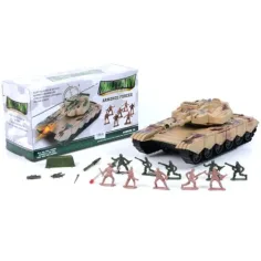 Tank-Spielset mit Soldaten und Zubehör in Wüstentarnfarbe