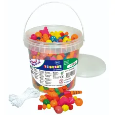 PlayBox: Bunte fädelbare Holzperlen-Set im Eimer 250g