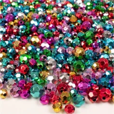 PlayBox: Bunte, diamantförmige, 8, 10 und 12mm Perlen zum Auffädeln, 250g Set