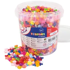 PlayBox: Fädelbare bunte Kunststoffperlen 8-13 mm 2100 Stück