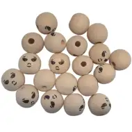 PlayBox: Holzkugeln mit verschiedenen Gesichtern, 22 mm Durchmesser, 20 Stück