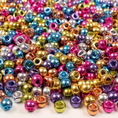 PlayBox: Zylinderförmige bunte Perlen in Metallicfarben 1000er Pack