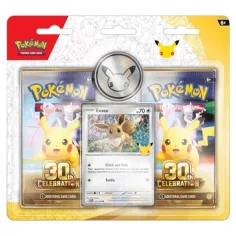 Pokémon TCG: 30. Jubiläums 2-Pack Blister – Doppelt Breit (Eevee Promo + Pikachu Münze)