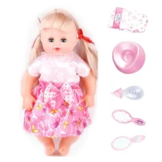 Puppe mit Haaren in rosa Kleidung mit Zubehör, 35 cm Bild 2