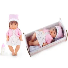 Weinendes Baby in einem Sternenkleid mit Geräuschen und einem Kinderbett 30cm