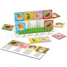 Quercetti: Montessori Gemüse und Obst fremdsprachiges Lernspiel 3-teiliges Spielset