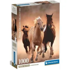 Rasende Pferde HQC 1000-teiliges Puzzle mit Poster - Clementoni