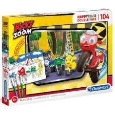 Ricky Zoom Doppel 2 in 1 104-teiliges malbares doppelseitiges Puzzle - Clementoni