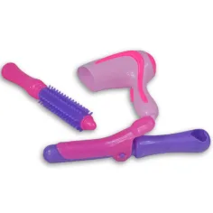 Rosa 7-teiliges Beauty-Set mit Schminkpinseln, Haartrockner und Zubehör. Bild 3