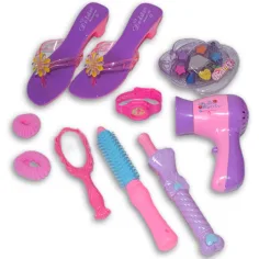 Rosa 9-teiliges Schönheitset mit Schuhen, Uhr und Zubehör. Bild 5