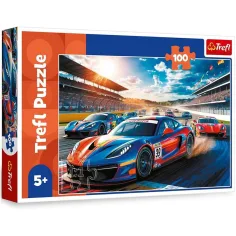 Schnelle Autos auf der Rennstrecke - 100 Teile Puzzle - Trefl