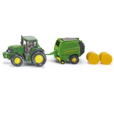 SIKU John Deere Traktor mit Rundballenpresse 1/72 Bild 1